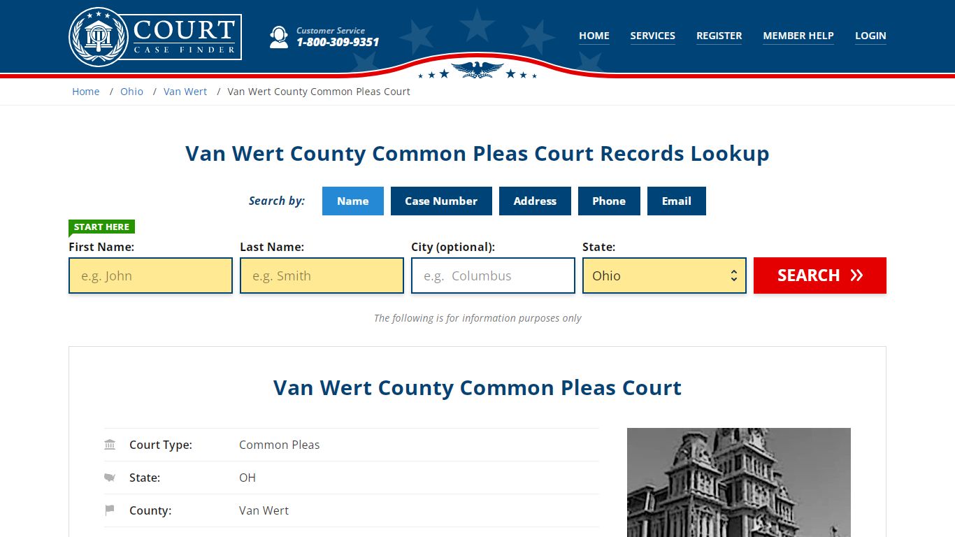 Van Wert County Common Pleas Court Records Lookup